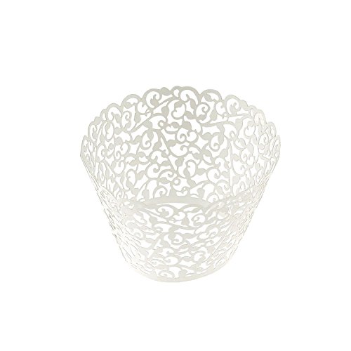 TININNA Pearly Papier Vine Spitze Muscheln Cup Cake Cupcake Wrappers Verpackung Dekoration Hochzeit Party Cupcake Dekoration Muffinförmchen Papierförmchen 60 Stück
