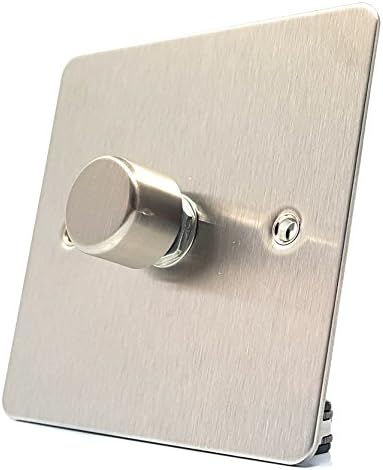 Wickes 1 Gang 2 Way 400W Flat Plate Rotary Dimmer Stainless Steel