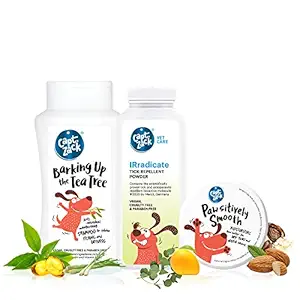Captain Zack Classic Combo - Relieve Itching, Anti-Fungal, Anti-Bacterial Dog Shampoo-200ml. No Tick and Flea Powder-75g, Paw Butter for Cracked and Chapped Paws-25g