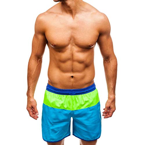 Preisvergleich Produktbild UJUNAOR Herren Freizeitshorts Badeshorts Männer Kurz Badehose Vielfarbig Schnelltrocknend Strandhosen Freizeit Beachhose(Blau,Medium)