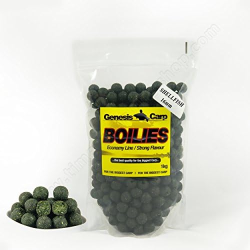 Carp Boilies 16mm 1kg Shellfish - Fresh Fruits Hook Bait Fishing Tackle Handy Session Pack (Va02- 1x1kg Bag 16mm Shellfish Boilies GC)