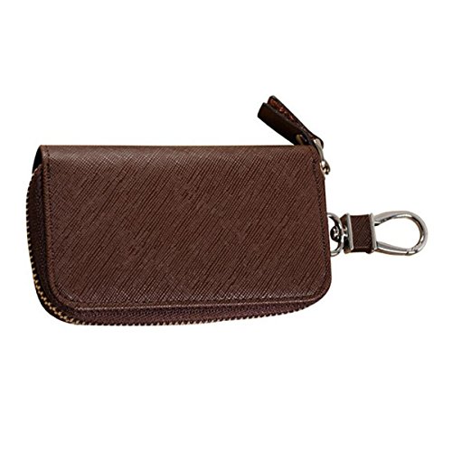 Preisvergleich Produktbild Jia Qing Dame-Mann-lederner Weicher Schlüsselring-Multifunktionsgroßer Kapazitäts-Schlüsselkasten,Brown-On...