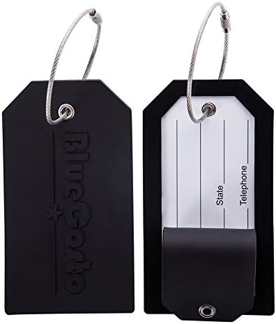 2X Luggage Tags Suitcase Tag Travel Bag Large Labels w/Privacy Cover - Black