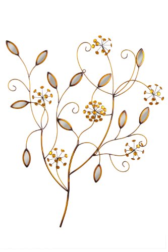 Premier Housewares Wandschmuck Blume mit Spiegelelementen, aus Metall, Bronze