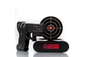 Althemax Shooting Infrared Toy Gun Alarm Clock Target Panel Shooting LCD Screen Toy Games Gifts Black 14+