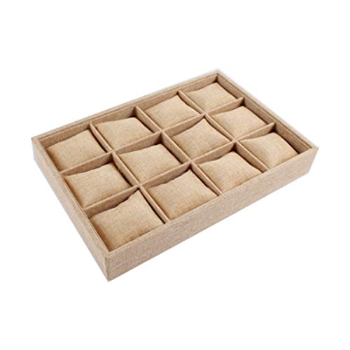 Gjyia - Espositore per Orologi e bracciali, in Lino, con 12 Scomparti 1