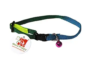 Mera Puppy Colourful Collar with Bell for Puppies, Small Dogs and Cats (Multicolour)