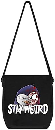 Psycho Penguin Stay Weird Mini Messenger Bag Black 19x25x8cm