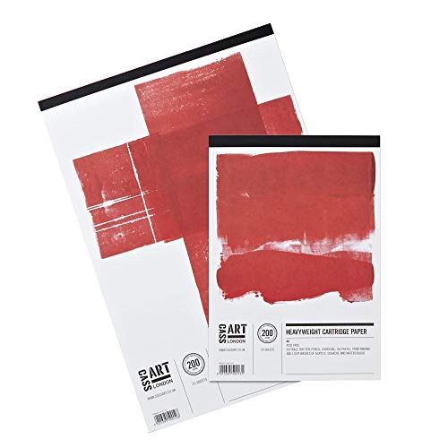 Cartridge Sketching Quality Paper Pad 200 GSM 25 Sheets A4 Portrait Landscape Dry Media Drawing, Watercolour and Acrylic