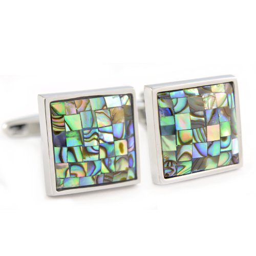 Preisvergleich Produktbild Abalone Shell Mosaik Manschettenknöpfe in Geschenkbox