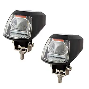 AllExtreme EXFLRB2 Fog Light with Dual Red Blue Angel Eyes and USB Mobile Charger Hi Low Strobe Beam Spot Lamp for Car, Bike, Motorcycle and SUV (20W, White Light, 2 PCS)