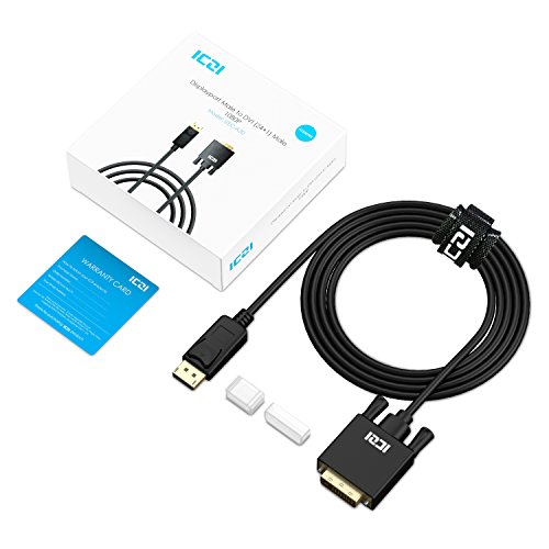 ICZI Displayport(DP) auf DVI Kabel, Male zu Male Vergoldet 1080p, für PC, Notebooks, Blu Ray Player und Mehr, Schwarz (3m) - 8