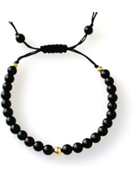Schwarz Onyx Gelb 9ct Perle 6mm Shamballa Armband