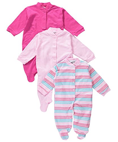 Luvable Friends Baby Girls' "Waffle Stripe" 3-Pack Coveralls - pink, 3 - 6 months