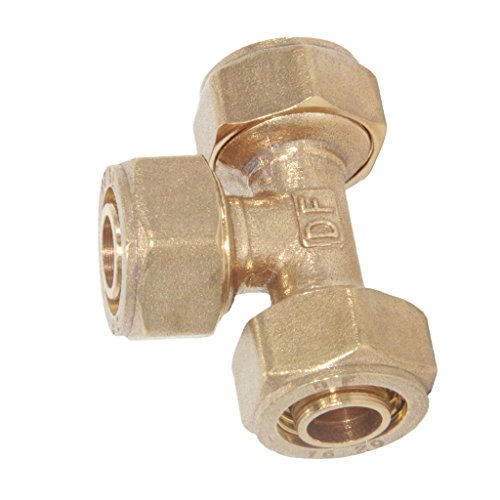 Preisvergleich Produktbild MagiDeal Fitting Messing PE Rohr Klemmverbinder Verschraubung Kupplung T-Stück - 32mm