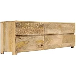 vidaXL Meuble TV Bois Massif de Manguier Salon Mobilier Table TV Armoire TV