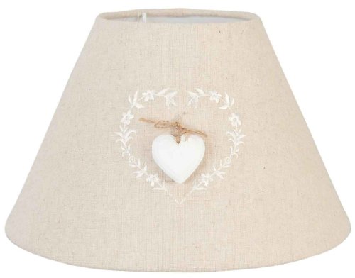 Clayre & Eef Romantik Lampenschirm beige mit weißem Holz Herz