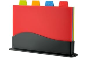 DDGAO Chopping Board Set - Extra Thick Colour Coded Plastic Cutting Boards with Storage Stand - Set of 4 with Holder