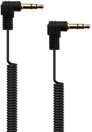 7 inch Stereo 3.5mm male to MaleM/M90 Degree Plug Audio Coiled Spiral Connect Cable Cord (Pack of 2)
