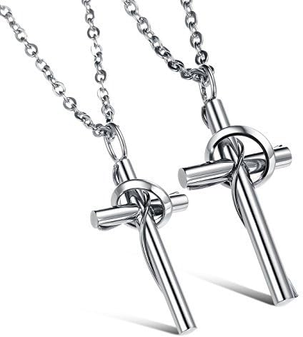 Cross Pendant Necklace Love Pure Steel for Men Women Girls Boys
