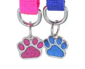 Laser Etched Glitter Paw Pet ID Tags Custom Personalized for Dog & Cat Paw Print Tag (1)