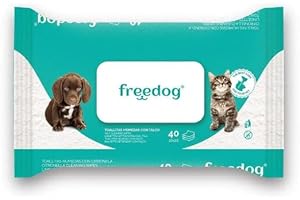 CT-TRONICS Freedog Toallitas Húmedas para Perros Y Gatos Pack De 2 x 40 Toallitas (Talco)