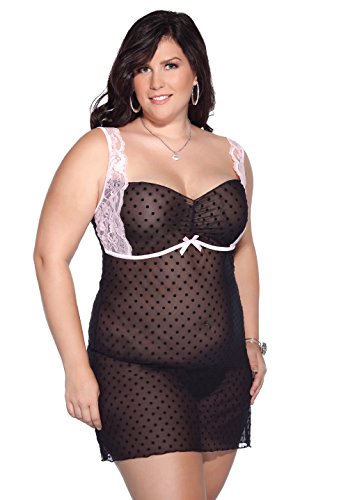 Coquette-Plus-Size-BlackPink-Sexy-Chemise