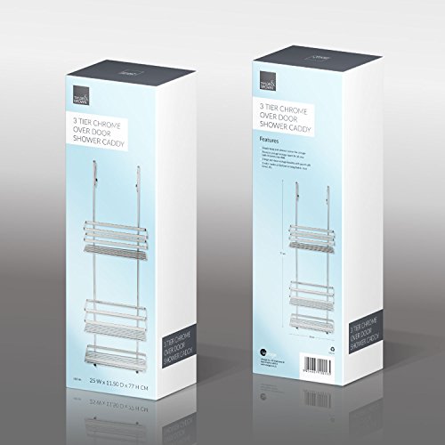 Top Home Solutions chrom 3 Etagen groß zum Aufhängen über die Tür Badezimmer Veranstalter Dusche Rack Aufbewahrung Caddy - 3