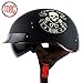 Produktbild TORC Motorrad Offener Halbhelm mit Brille Vintage Jet Harley Helm Cruiser Helm DOT-zertifiziertes Motorrad Skull Style (Mattschwarz),M55~56cm