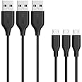 Anker [Lot de 3] PowerLine Câbles Micro USB Super Résistants en Fibres d'Aramide pour Samsung, Nexus, LG, Motorola, et Smartp