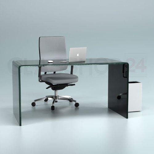 Design Schreibtisch aus 15mm Echtglas (B/T/H) 1400x700x730mm - schwarz Design Schreibtisch aus 15mm Echtglas (B/T/H) 1400x700x730mm - schwarz