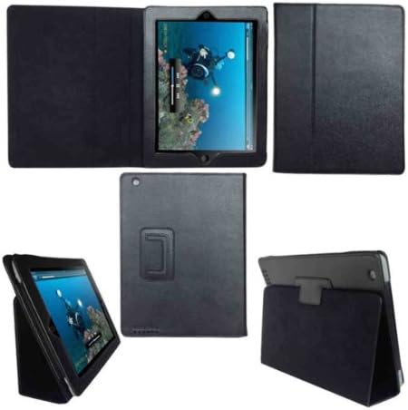Apple iPad Mini Black Executive Premium Folio Leather Multi Function Standby Case / Cover / Wallet for iPad Mini with Built in Magnet for Sleep / Wake Feature -Free Screen Protectors for ipad mini