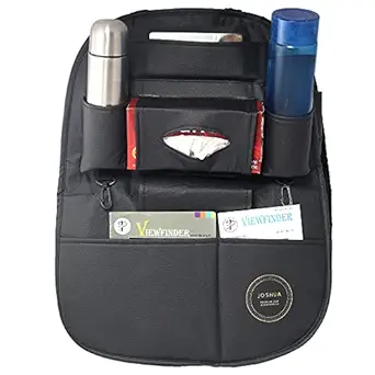 Joshua Universal Back Seat Car Organizer Multi Pocket Storage with Document, Water Bottle,Tablet and Tissue Holder (Black)