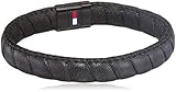 männer armband leder schwarz Schwarze IP-Beschichtung mit Wickeldetail aus schwarzem Leder