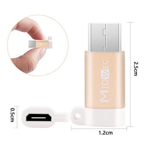 MIDWEC 2 Stück Mini Type c Adapter/ USB-C to Micro USB Adapter,USB C Adapter ,Verwandelt USB Type-C Input in Micro-USB/Golden (String) - 5