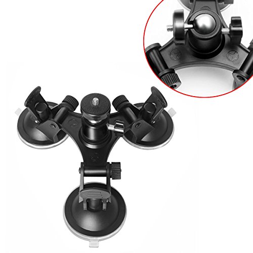 Fantaseal Triple Ventouse Voiture  Ventouse Fixation DSLR Ventouse    Support avec Gopro Adapteur T  te Rotule Rotatif de Triple  Car Suction Mount pour GoPro Hero 5 4  3  3  Session etc