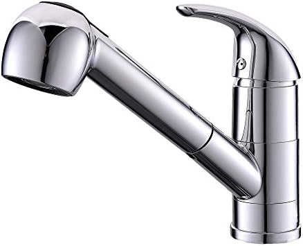 Heselian Fantastic Quality Single Level Chrome Finish Pull Out Sprayer Kitchen Sink Mixer Tap, Hot&amp;Cold Water Mixer Kitchen Taps
