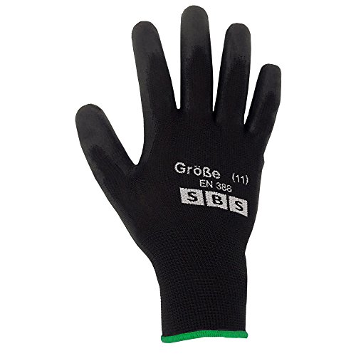 12 Paar SBS Arbeitshandschuhe schwarz Gr. 11 XXL Montagehandschuhe, Nylonhandschuhe - 3