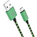 Produktbild Micro USB Kabel Nylon 1m- Wanshine® 2,4 A [USB Schnellladekabel] geflochtenes Samsung USB Ladekabel- Lebenslange Garantie - High Speed Sync und Ladekabel für Android Smartphones, Samsung Galaxy, HTC (Grün&Schwarz)