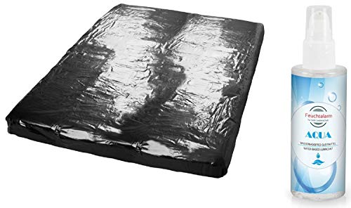 Preisvergleich Produktbild Spannbettlaken Lack-Spannbettlaken Lack Spannbetttuch Bettlaken Sexlaken Massage-Laken Spann-Gummilaken Spann-Bezug Schwarz 160x200 cm für Massageliege feuchte Massage Sex-Spiele Erotik-Spiele im Bett