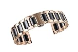Autulet 20mm Herren Edelstahl Uhrenarmband Männer Schwarz