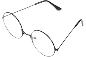 LUOEM Unisex Retro Runde Brillen Klare Linse Gläser Ultra Light für Santa Claus und Harry Potter Cosplay (schwarz)