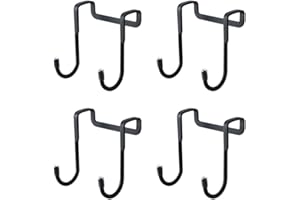 haierdidi Gancio per porta doppio in acciaio inox, 4 pezzi, senza foratura, da cucina, da bagno, per ante con spessore inferiore a due centimetri, colore nero