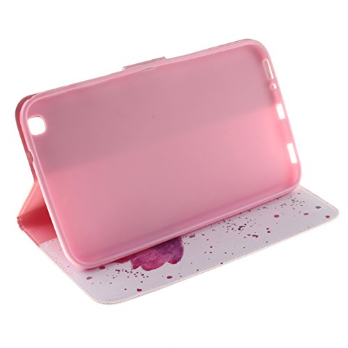 HB-Int 3 in 1 PU Leder Hülle für Samsung Galaxy Tab 3 SM-T310 T311 T315 8.0″ Brieftasche Etui Stand Funktion Flip Wallet Case Book Style Cover Rosa Blume Multifunction Modicsh Holder Tablet Schutzhülle Dünn Slim Bumper Zubehör mit Stylus Pen und Staub Stecker - 5