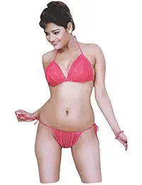 Indiatrendzs Womens Net Sexy Pink Night Dress & Lingerie Set For Sex Pack Of 3