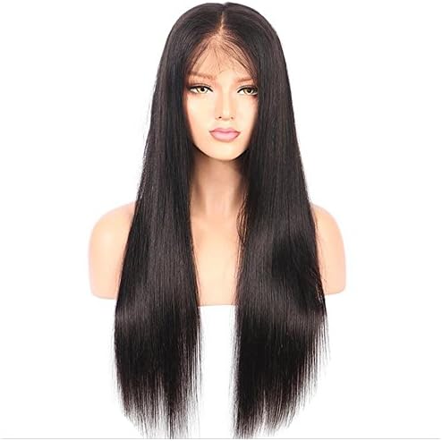 Wig Queen 150% Density 360 lace Natural Straight Brazilian Virgin Human Hair Wig With Baby Hair 8A Natural Hairline Pre Plucked Free Part Wigs For All Skin Women(150%Density,22")