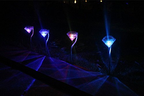 NordSd Solarlampe mit 4er-Set , Farbwechsel Edelstahl Diamant LED Solarleuchten Garten stecker Laternen - 7