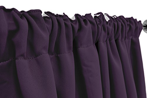 VICTORIA M Aurora Verdunkelungsvorhang blickdicht, Thermovorhang mit Kräuselband 140 x 245cm, aubergine, 2er Pack - 2