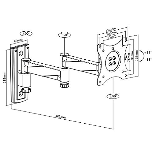 RICOO Monitor Halterung Monitorhalterung Wand S3511 Schwenkarm TFT TV Wandhalterung Schwenkbar Neigbar 4K Monitor Wandhalter für PC-Monitor und Fernseher mit 33 – 69cm (13 – 27″) VESA 75×75 100×100 - 2
