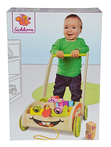 Eichhorn 100001833 – Eichhorn, Spiel- und Lauflernwagen – teilmontiert – mit 35 bunten Bausteinen aus Holz – 39x26x48cm - 5